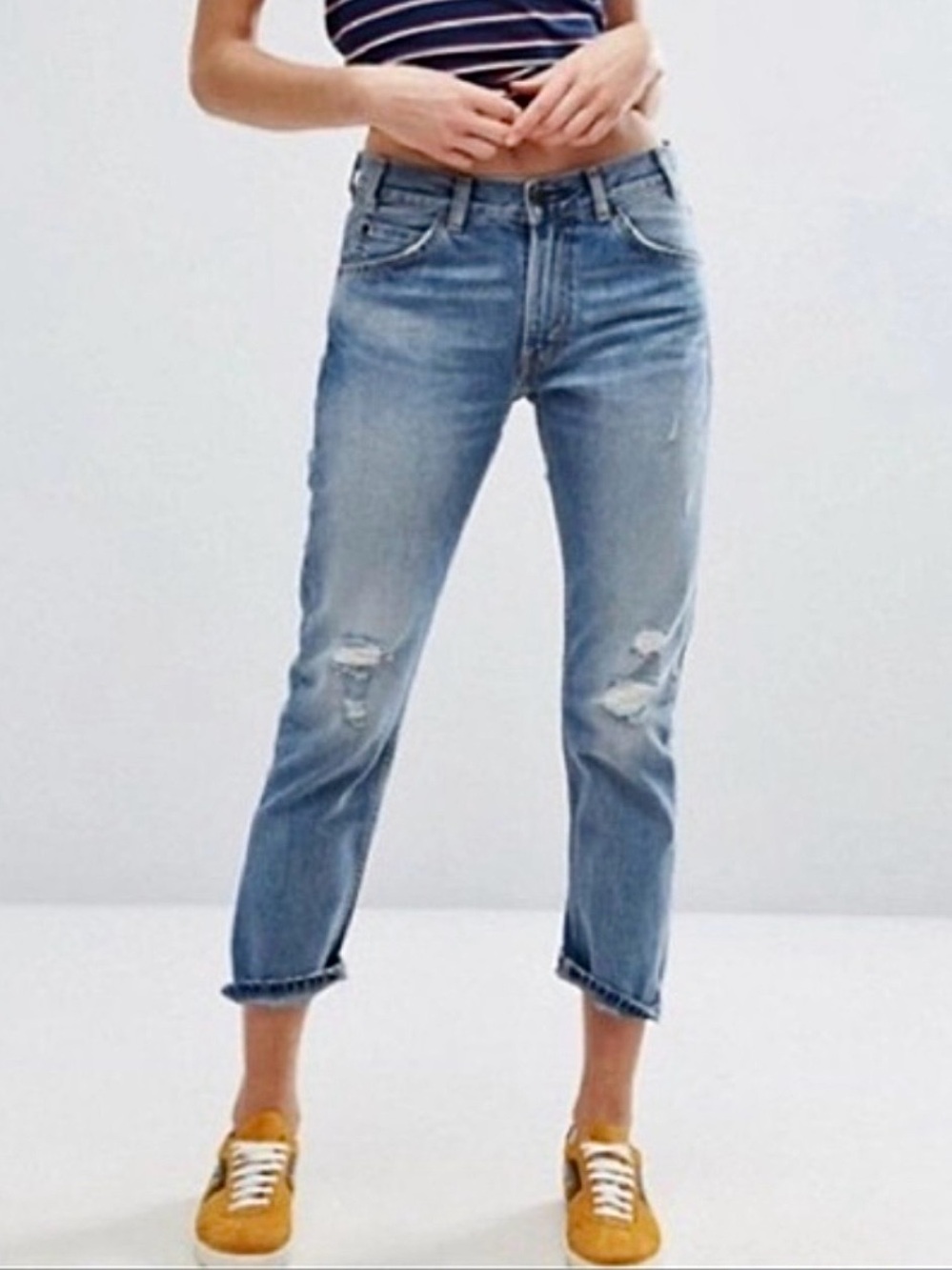 Levi's 505C Cropped Distressed Jeans